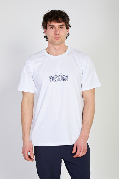 BARRELS AND OIL Men's Future Text Printed T-Shirt - White