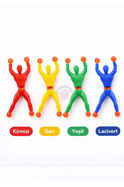 OYUNKAFASI Duvara Yapışan Oyuncak – Tırmanan Adam Oyuncak 4 adet (Sticky Clim...