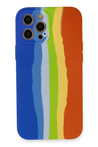 Beta Moda Hub حافظة Newface لهاتف iPhone 12 Pro من السيليكون الرخامي - أزرق-ب...