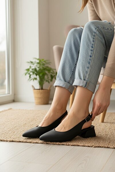 enoch Women's Pointed Toe Low Thick Heeled Open Back Shoes