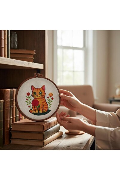 ÇERÇİ MELEK Goblen Baskılı Etamin İşleme Kiti Kasnaklı Hobi Set 13