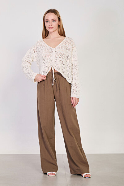 BARRELS AND OIL Women's Belted Loose-Fit Trousers - Khaki