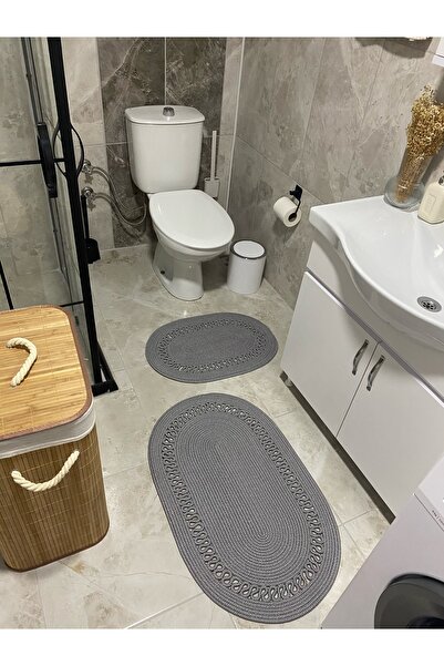 Halımax Milda Jüt 2'li Çift Taraflı İkili Yıkanabilir Hav Toz Vermez Banyo Pa...