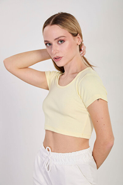 BARRELS AND OIL Women's Deep Neck Ribbed Bodysuit - Yellow