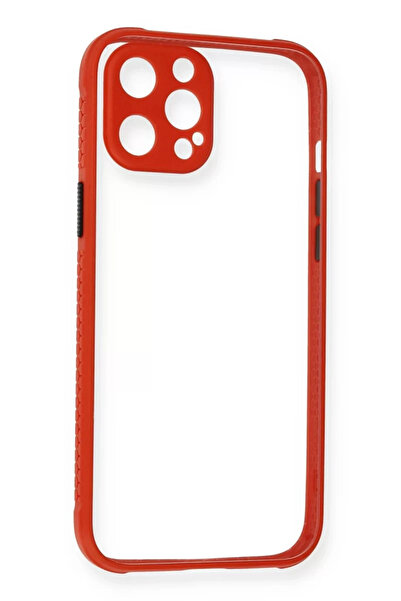 Beta Moda Hub حافظة نيو فيس لهاتف ايفون 12 برو من السيليكون الشفاف ميامي - أحمر