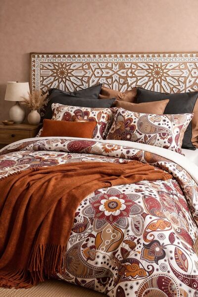 Sheri Home Lastikli Çarşaflı Nevresim Takımı Çift Kişilik Leopar Premium Cotton 64s
