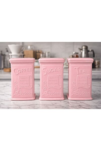 Zeyma Home Akrilik Pembe Şeker Kahve Çay Kavanozu 500 Ml (Vakum Kapak )