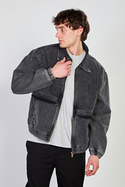 BARRELS AND OIL Ανδρικό μπουφάν με ελαστική μέση και φερμουάρ, γιακά πόλο - Μ...