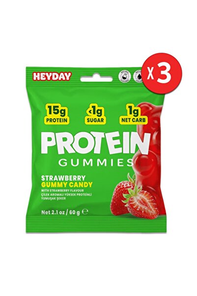 Protein Gummy, Yüksek Proteinli Jelibon, Şekersiz Atıştırmalık, Glutensiz 60g x 3 adet