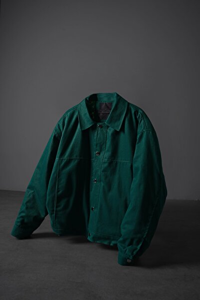 Slatra Men's Green Boxy Fit Gabardine Jacket