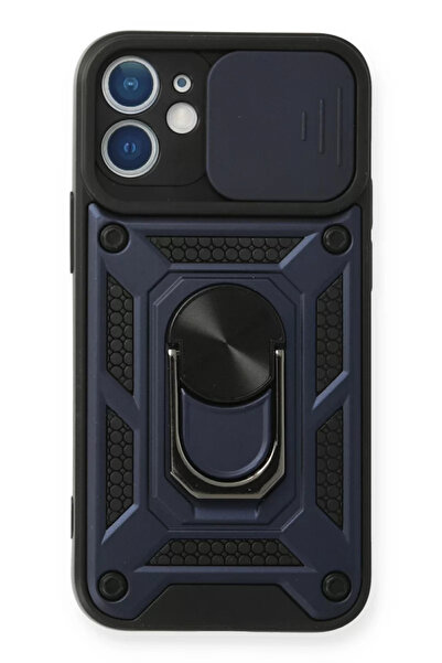 Beta Moda Hub حافظة Newface لهاتف iPhone 12 مع حلقة عدسة من السيليكون - أزرق ...