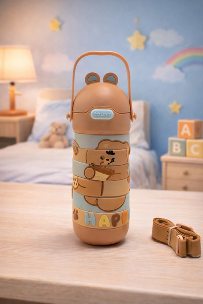 hediyeconcepti قارورة ترمس للأطفال بسعة 600 مل بتصميم حيوانات لطيفة - قارورة ...