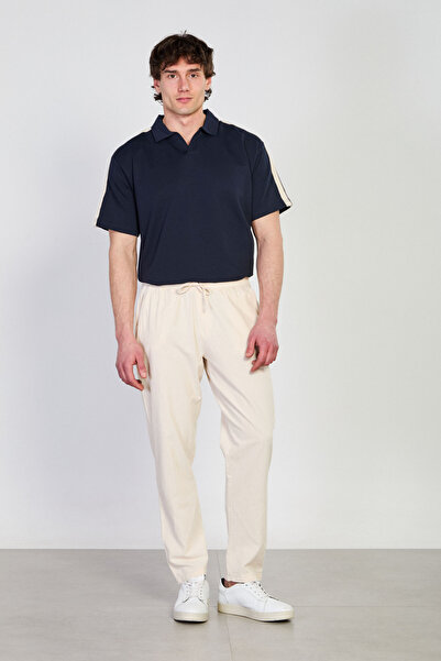 BARRELS AND OIL Мъжки ежедневни панталони с връзки на талията - Екрю