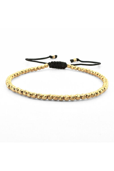 Teo Bijoux Brățară cu mărgele argintii de 3 mm placate cu aur - Stil minimali...