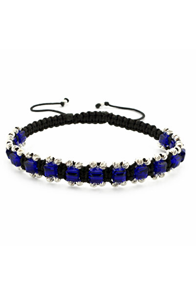 Teo Bijoux Brățară cu șnur împletit, cristale din sticlă și mărgele din argin...