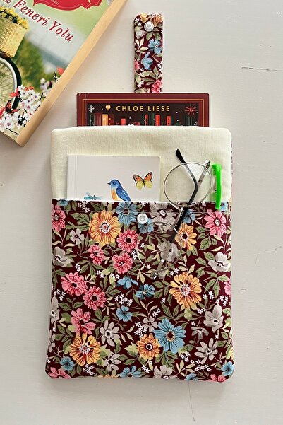 Outlet Çarşım غلاف كتاب ديتسي مع جيوب، هدية واقية لمحبي الكتب، قماش مزين بالزهور