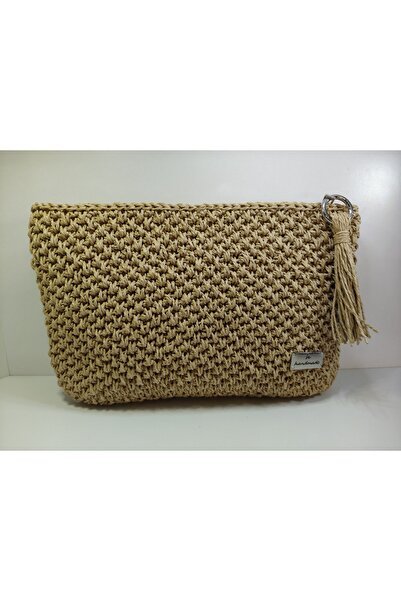 DERYASSHANDMADE Hasır El Örmesi Kağıt İp Portföy & Clutch Çanta