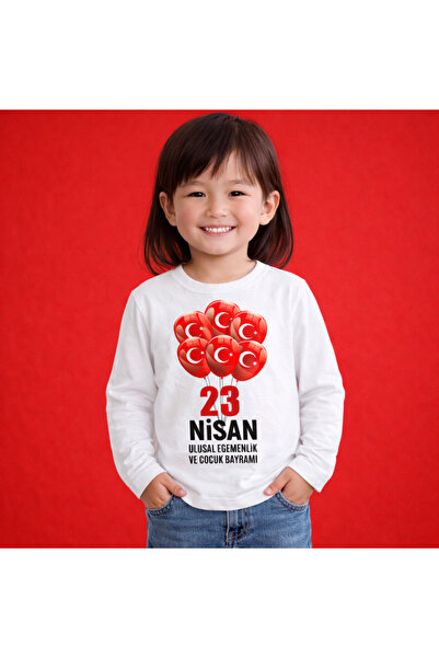 Efendioğlu Design Tricou cu mânecă lungă cu model de baloane cu steagul turce...