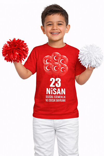 Efendioğlu Design تي شيرت للأطفال بأكمام قصيرة مزين بالعلم التركي وطبعة بالون...