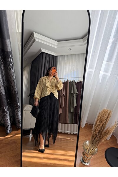 Masal Şahin Butik Siyah Asimetrik Etek