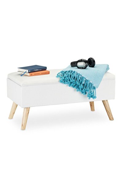 Relaxdays Πάγκος αποθήκευσης, 80 x 40 x 40 εκ., ξύλινα πόδια, για διάδρομο/υπ...