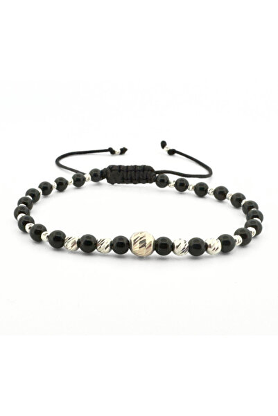 Teo Bijoux Brățară cu Onix Negru Lucios și Mărgele din Argint 925 – Putere, E...