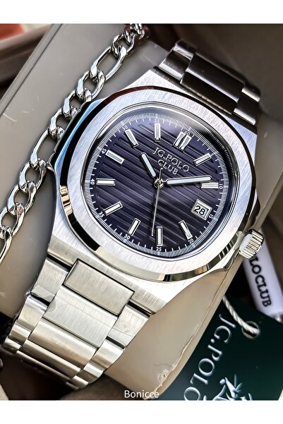 JG. Polo Club Erkek Kol Saati, Gümüş Renk, Lacivert Kadran, Full ÇELİK VİP Se...