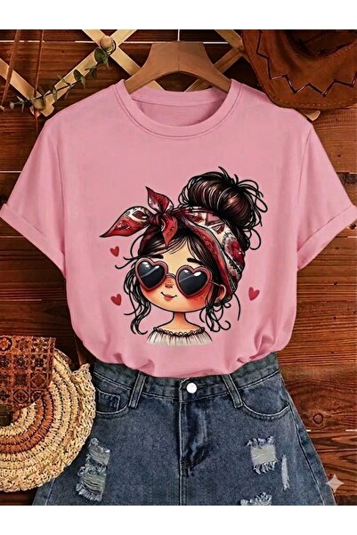 WOODROFFE Women's Cartoon Printed Oversize Casual T-Shirt