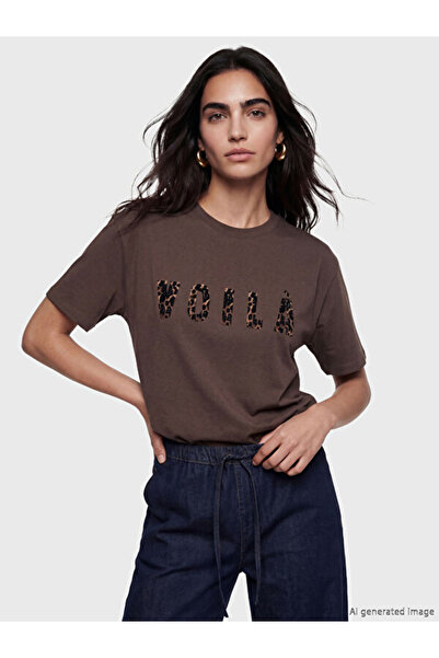 LC Waikiki RMZ GİYİM FARKIYA تي شيرت نسائي مطبوع بياقة روبا وقصة فضفاضة