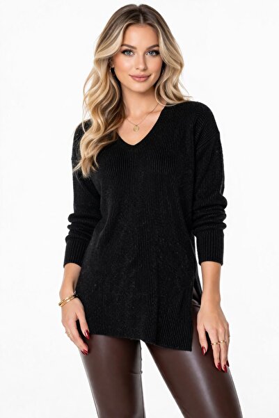 lavella Women's V-Neck Collar Glittery Sweater 12141 Bgl-St05304
