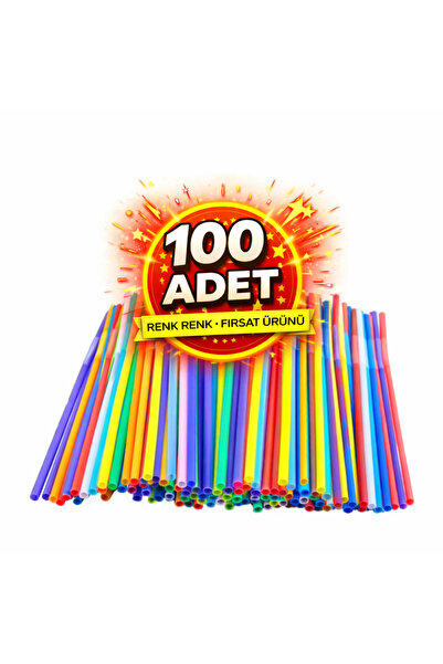 SHINE CANDLES 100 adet, tek tek jelatinli renk renk körüklü pipet