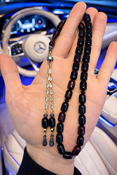 A-STİL TAKI Men's Gift Fire Black Coffee Katelin Pure Gold Plated Prayer Beads