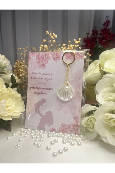 İBAHEDİYELİK Anneler Günü İncili İstiridye Anahtarlık Hediye 20 adet