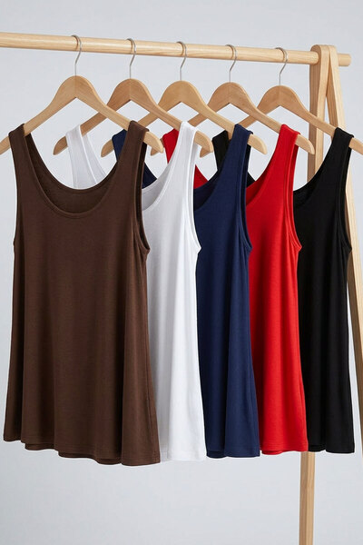 EFFE 5 Pieces Cotton Supreme Combed Cotton Strap Blouse