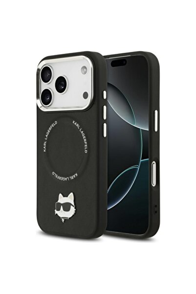 Karl Lagerfeld Husă pentru iPhone 17 Pro Max, din piele, Choupette Pin MagSaf...
