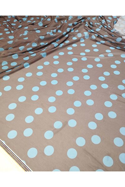 Kumaş Parça Coffee Blue Polka Dot Mesh Fabric 140X225Cm