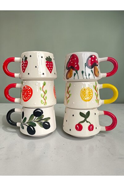 Artistic Quality Decorative Fruit - Plant Figured Tea and Coffee Cup Set - 6 ...