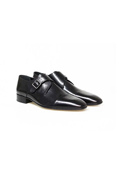 FRANCO CALVANI Black Color Laceless Genuine Leather Men's Shoes