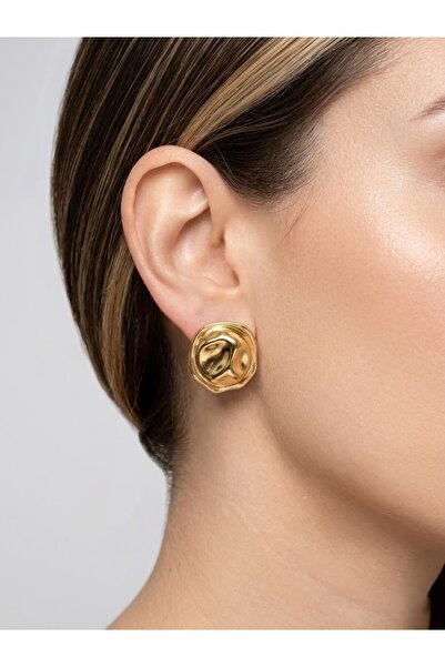 aurora dükkan Steel Gold Hat Pin Earrings