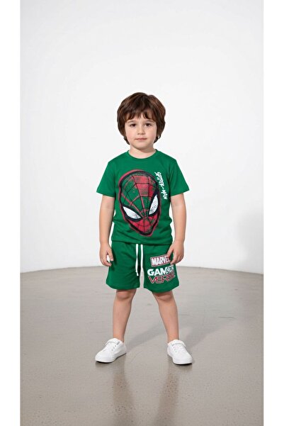 ButumiKids Erkek Çocuk Karakter Baskılı Bisiklet Yaka Pamuklu T-Shirt Şort Al...
