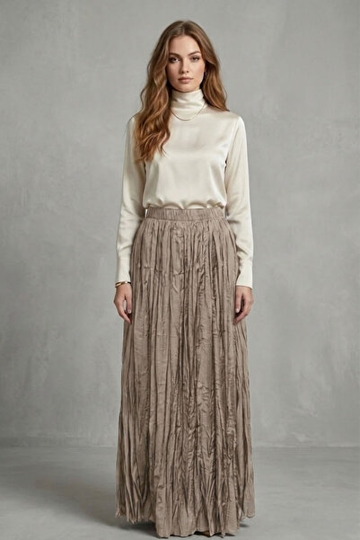 Şiir Vaduz Elastic Waist Crash Detailed Segmented Flared Long Skirt & Women's...