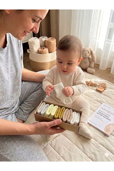 poffibaby Organik Pamuk Unisex 5'li Kutulu Premium Yenidoğan Bebek Çorabı