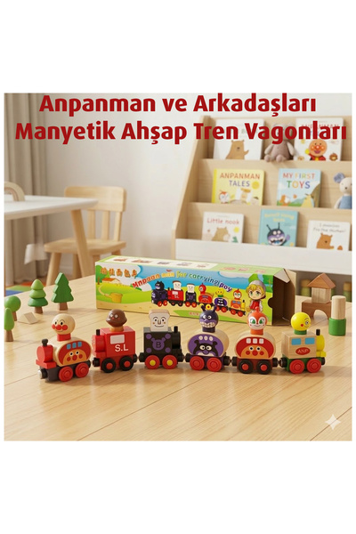 direkstoktan Anpanman Manyetik Ahşap Tren Vagonları Magnetic Vehicle For Carr...
