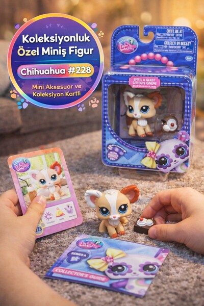 TOYFEST Littlest Pet Shop Seri 4 Tekli Figür Miniş Chihuahua Tan #228 LPS G7 ...
