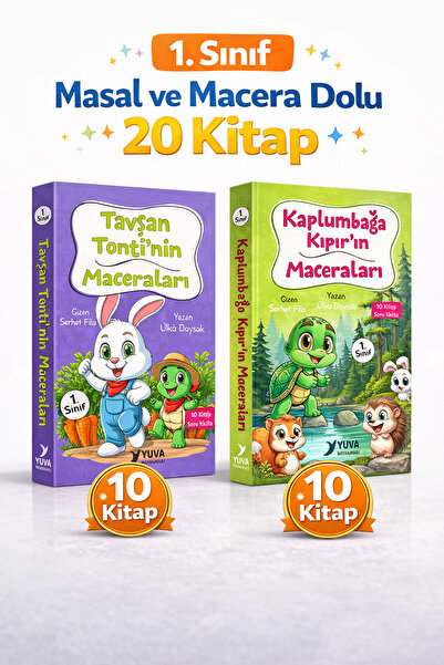 Yuva Yayınları Yuva 1. Sınıf Hikaye Seti 2 set 20 Kitap Şeffaf ayraç ve bez ç...