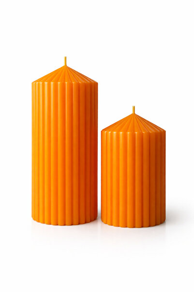 CandleCastCreation Dalgalı Sütun Turuncu 2'Li Mum Seti Portakal-Tarçın Kokulu...