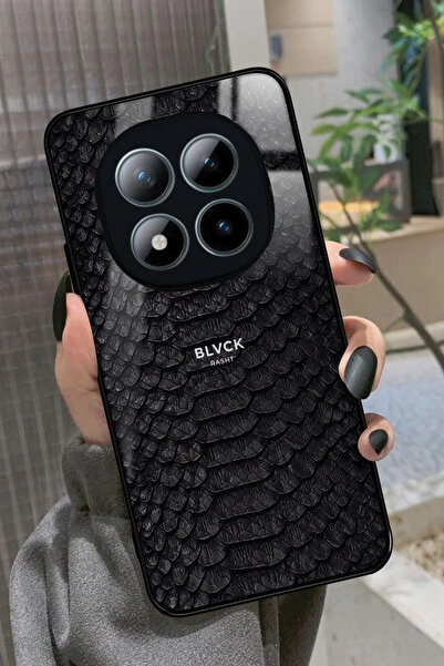 Snacase XlOAMİ Note 15 Pro Plus 5G Uyumlu Siyah Yılan Derisi Tasarımlı Glossy...