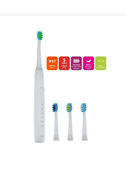 Polosmart Şarjlı Diş Fırçası 1+3 Başlıklı IPX7 Suya Dayanıklı Psc75
