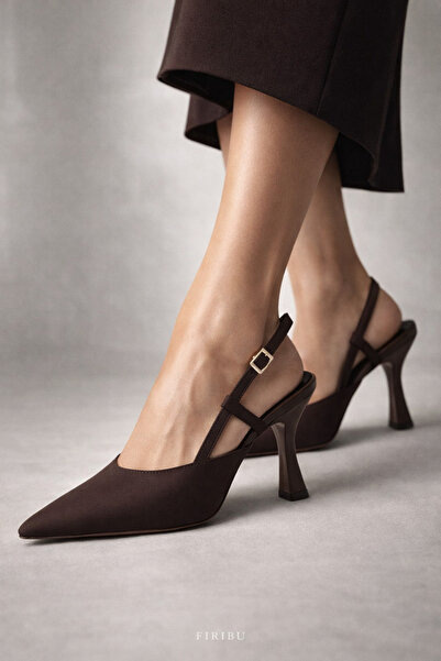 Firibu Women's Brown Slingback Stiletto Heeled Shoes Stylish Event Office Dai...