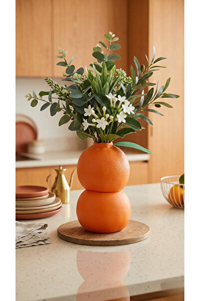 END Design Orange Shaped Vase – Decorative Object with 2 Orange Designs Arran...
